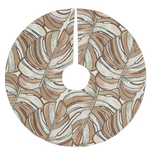 Graphic Monstera Leaves Tropical Design Brushed Polyester Tree Skirt