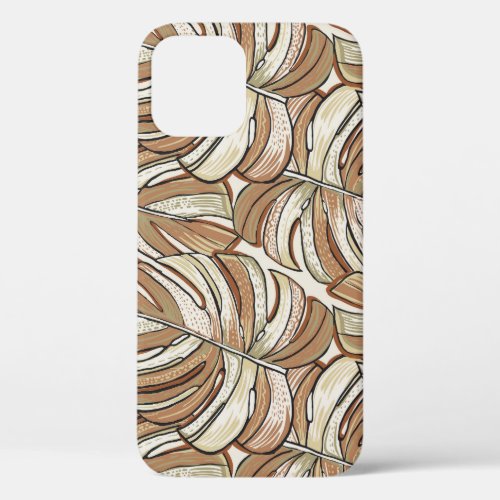 Graphic Monstera Leaves Tropical Design iPhone 12 Case