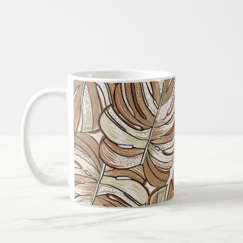 Graphic Monstera Leaves Tropical Design Coffee Mug