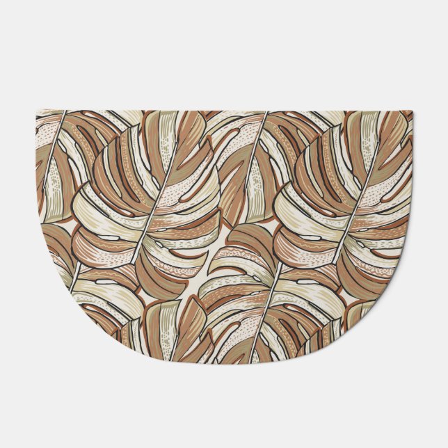 Graphic Monstera Leaves Tropical Design Doormat (Front)