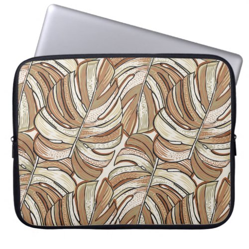 Graphic Monstera Leaves Tropical Design Laptop Sleeve