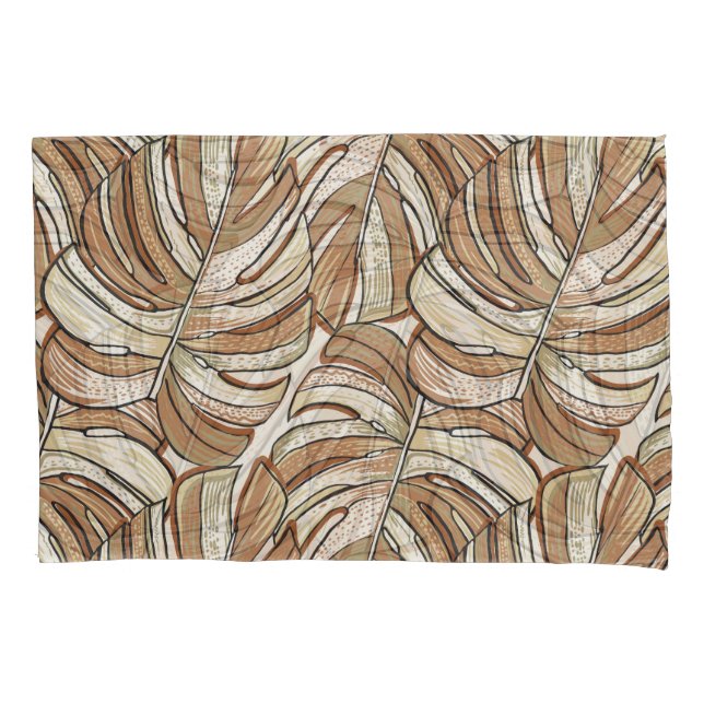 Graphic Monstera Leaves Tropical Design Pillow Case (Front)