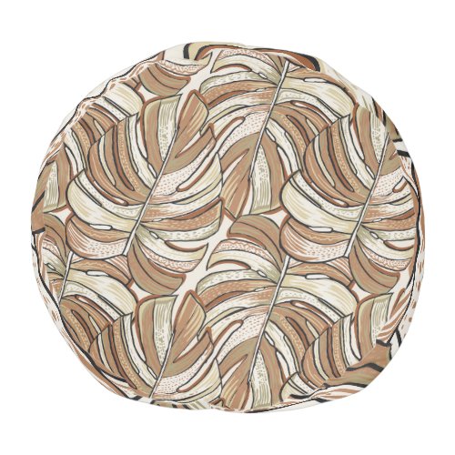 Graphic Monstera Leaves Tropical Design Pouf