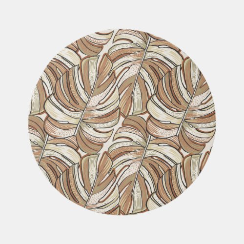 Graphic Monstera Leaves Tropical Design Rug