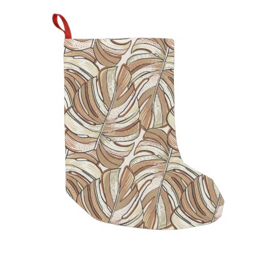 Graphic Monstera Leaves Tropical Design Small Christmas Stocking