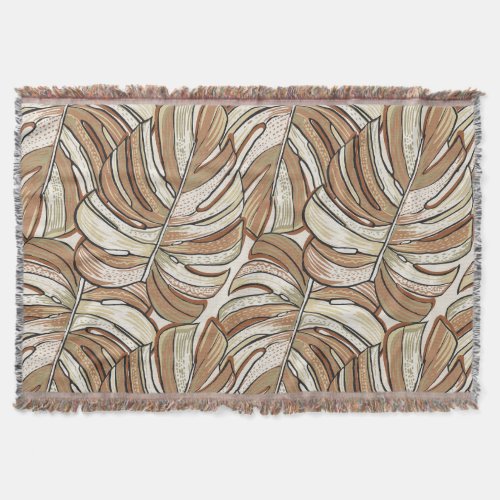 Graphic Monstera Leaves Tropical Design Throw Blanket