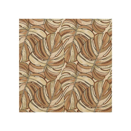 Graphic Monstera Leaves Tropical Design Wood Wall Art