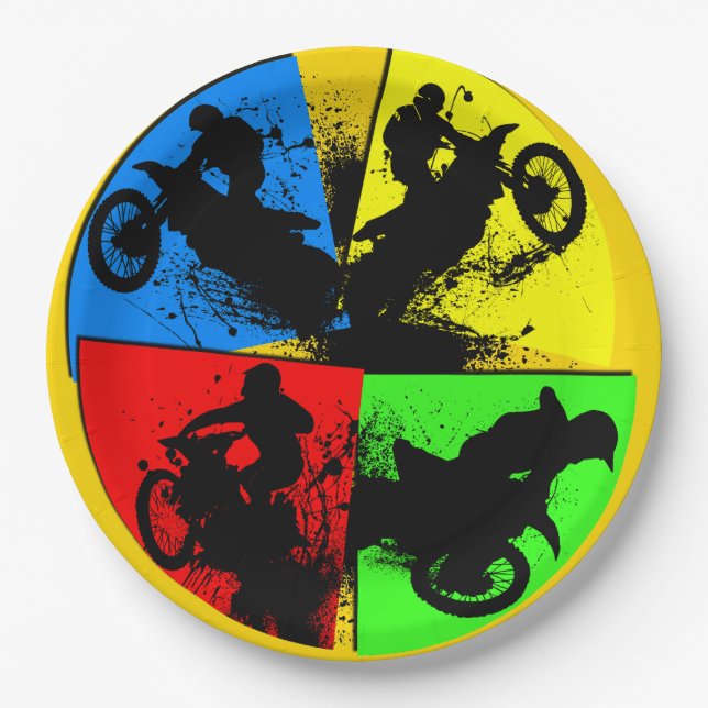Graphic Motocross Silhouettes Napkins Paper Plates (Front)