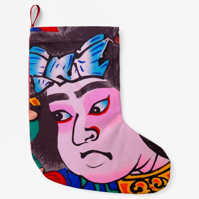 Graphic on Japanese Traditional Kiteart,kite,samur Small Christmas Stocking (Front)