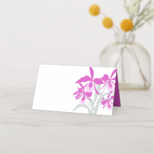 Graphic orchid purple gray wedding place cards