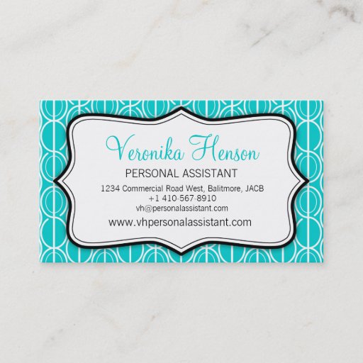 Customizable Graphic ovals aqua, black &amp; white business card