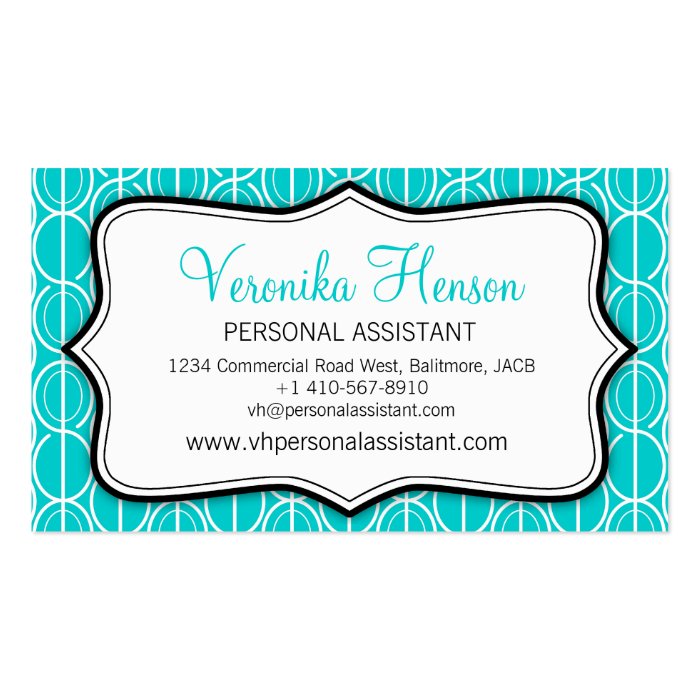 Graphic ovals aqua, black & white business card