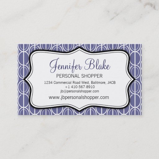Customizable Graphic ovals purple black &amp; white business card
