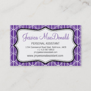 Graphic ovals purple, black & white business card