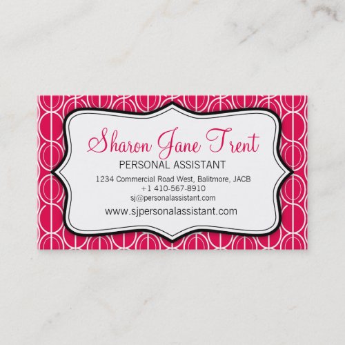 Graphic ovals red black  white business card