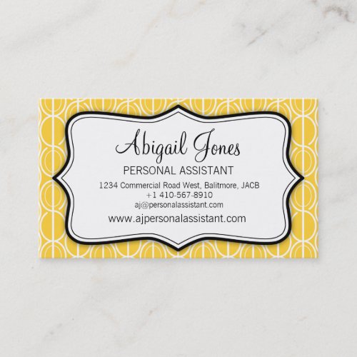 Graphic ovals yellow, black &amp; white business card