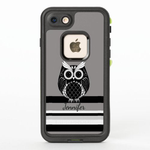 Graphic owl on striped background