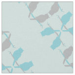 graphic owls outline repeat teal grey pattern fabric