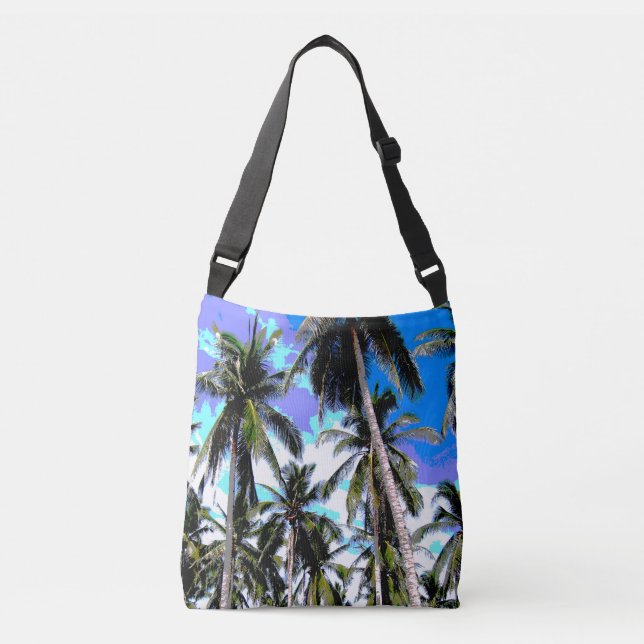 Graphic Palm Trees Design Crossbody Bag (Front)
