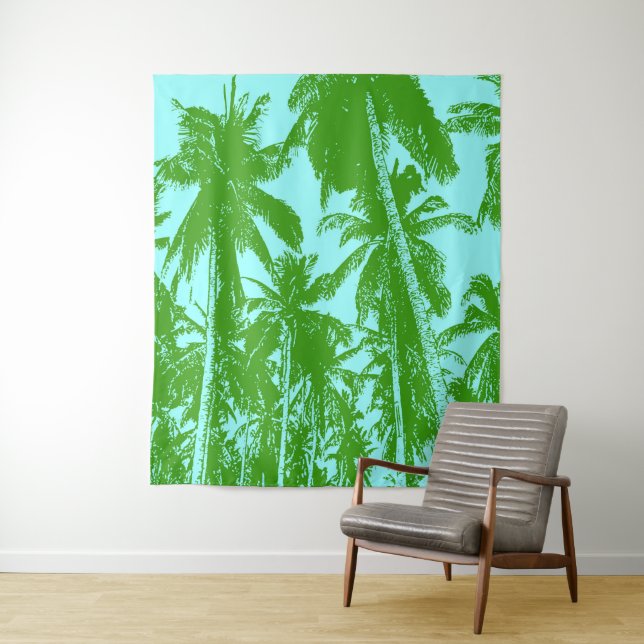 Graphic Palm Trees Design Tapestry (In Situ)