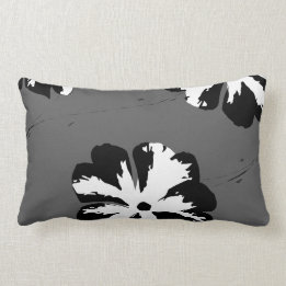 Graphic Pansy Gray, Black & White Lumbar Pillow