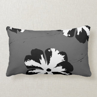 Graphic Pansy Gray, Black & White Lumbar Pillow