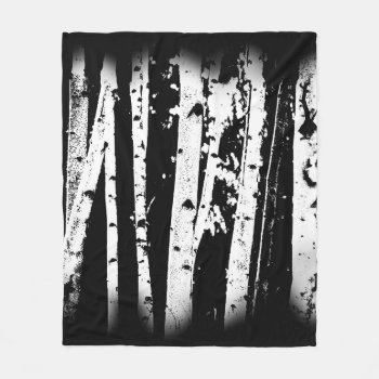 Graphic Paper Birch Trees Black And White Rustic Fleece Blanket by artbyjocelyn at Zazzle
