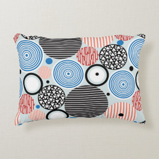 graphic pattern of multicolored circles of differe accent pillow