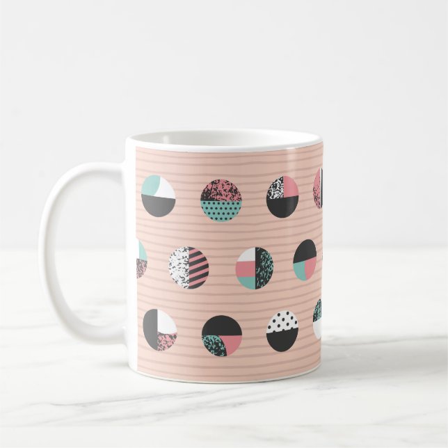 Graphic patterned circles seamless pattern. Vintag Coffee Mug (Left)
