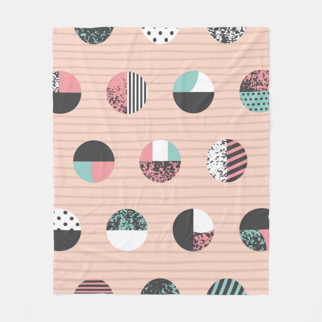 Graphic patterned circles seamless pattern. Vintag Fleece Blanket (Front)