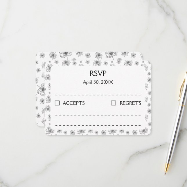 Graphic peonies. RSVP card (Front/Back In Situ)