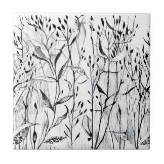 Graphic picture of plants ceramic tile