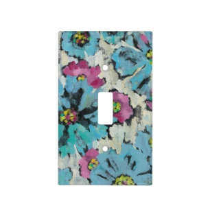 Graphic Pink and Blue Floral Light Switch Cover