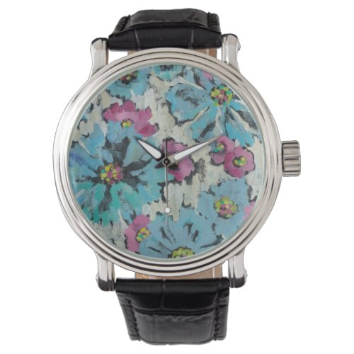 Graphic Pink and Blue Floral Watch