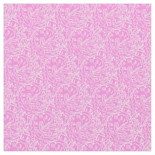 Graphic pink carnation flower art pattern fabric