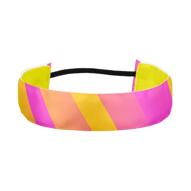 Graphic Pink & Orange Striped Hairband Athletic Headband (Front)
