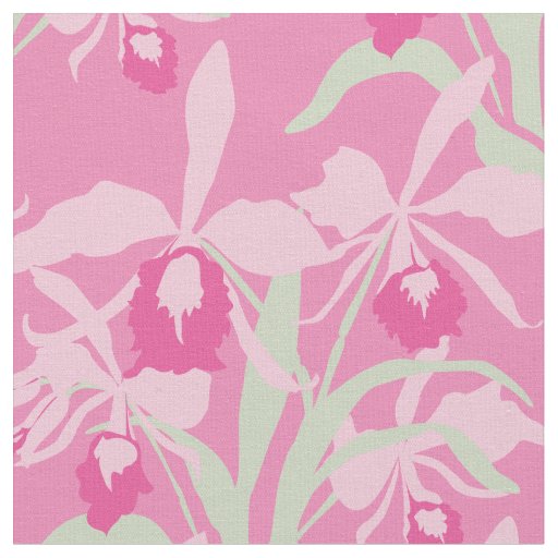 Graphic pink orchid floral patterned fabric