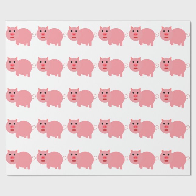 GRAPHIC PINK PIG PATTERN WRAPPING PAPER (Flat)