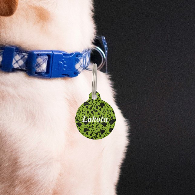 Graphic plant green black vines pet ID tag (Creator Uploaded)