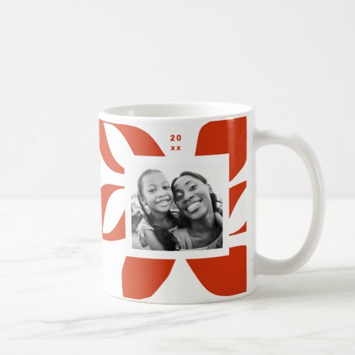 Graphic Poinsettia Holiday Photo Coffee Mug