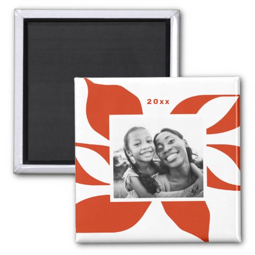 Graphic Poinsettia Holiday Photo Magnet
