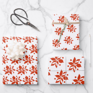 Graphic Poinsettia Holiday Wrapping Paper Sheets