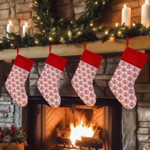 Graphic Poinsettia Pattern Christmas Stocking