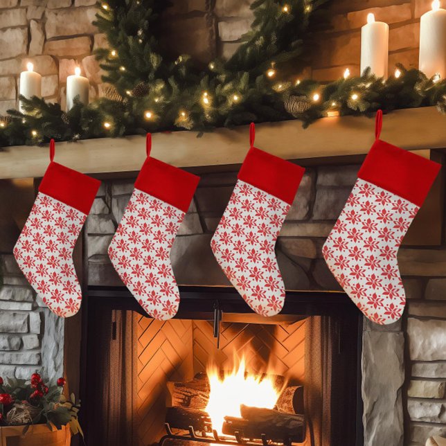 Graphic Poinsettia Pattern Christmas Stocking (Creator Uploaded)