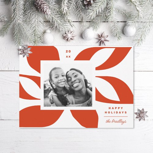 Graphic Poinsettia Photo Holiday Card