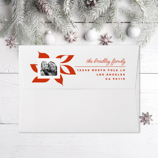 Graphic Poinsettia Photo Return Address Envelope