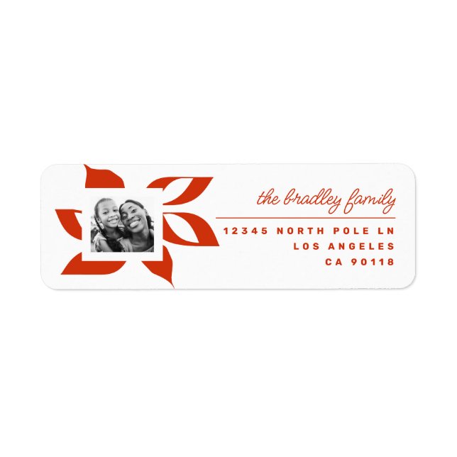 Graphic Poinsettia Photo Return Address Label (Front)