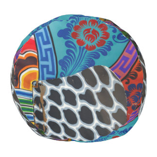 Graphic Print Pattern Pouf or Ottoman