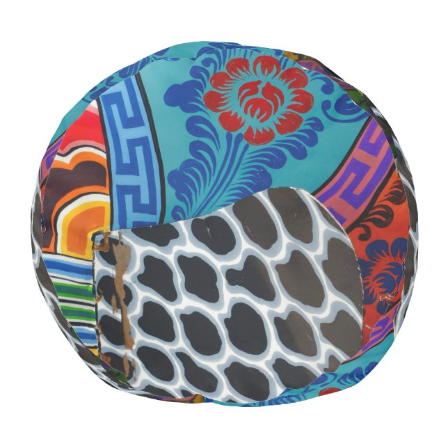 Graphic Print Pattern Pouf or Ottoman (Bottom)