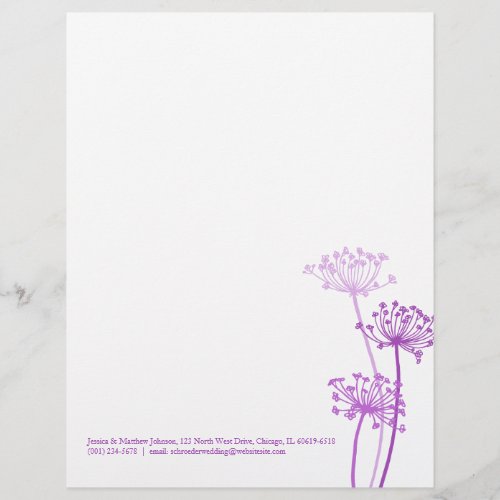 Graphic purple flower cows parsley letterhead